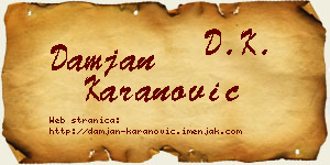 Damjan Karanović vizit kartica